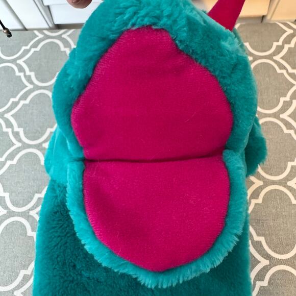 Dakin Vintage Dinosaur Puppet 1991 Plush Toy Green 12" Triceratops Hornsly - Picture 5 of 10